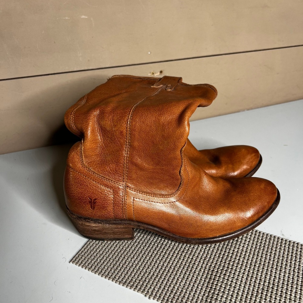 Frye Campus 14L Brown Leather Western Pull On Boots 77687 Womens 7.5 B